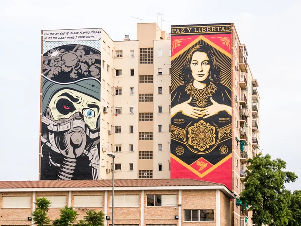 MALAGA, SPAIN - AUGUST 08: Soho Area on August 08, 2015 in Malag — Stockfoto