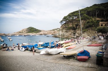 COSTA BRAVA, SPAIN - JULY 19: : Tourists relax on July 19, 2014 