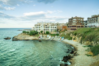 L'Escala, İspanya - 21 Temmuz: Costa Brava L'Escala görünümü Ju '