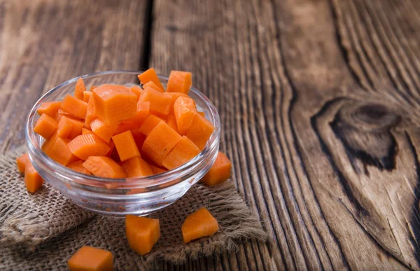 Bowl with diced carrot — Stock Photo, Image