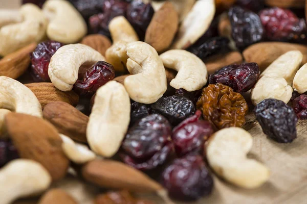 Portion of mixed nuts and fruits — Stock Photo, Image