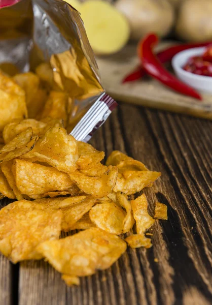 Portion of crispy Potato Chips — Stock Photo, Image