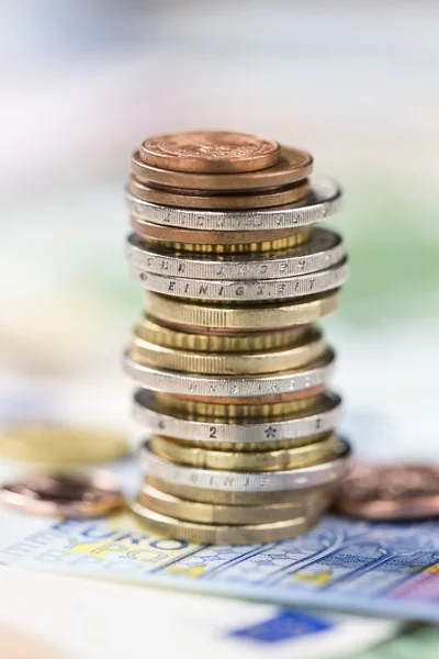 Stacked European Coins — Stock Photo, Image