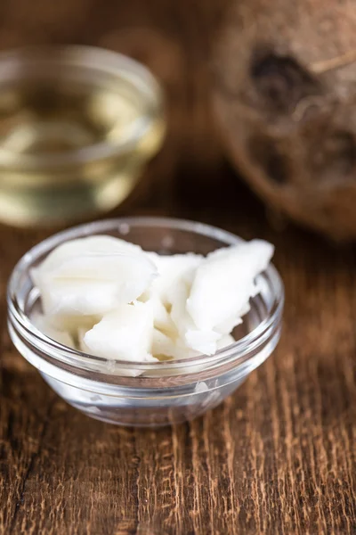 Coconut Oil on table — Stock Photo, Image