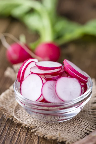 Some fresh chopped Radishes — Stock Photo, Image