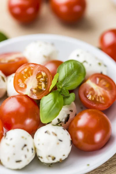 Tomates et mozzarella au basilic frais — Photo