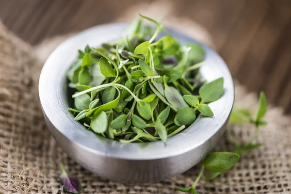 Thyme on wooden table — Stock Photo, Image