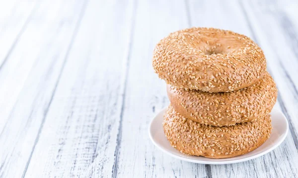 Bagels  on vintage wooden table — Stock Photo, Image