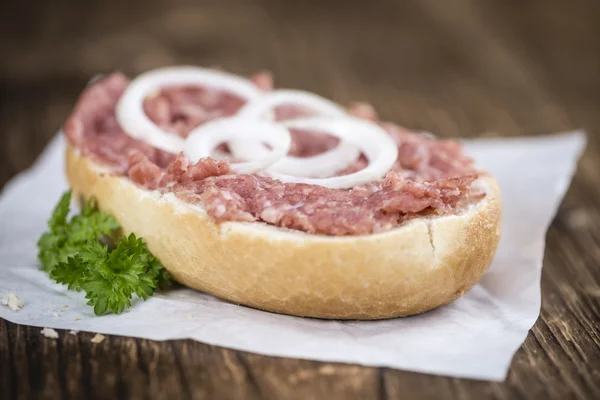 Fresh made Bun with Mett — Stock Photo, Image