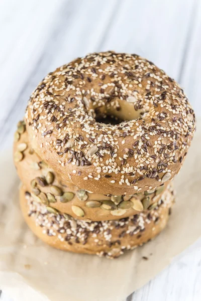 Fresh baked wholemeal Bagels — Stock Photo, Image