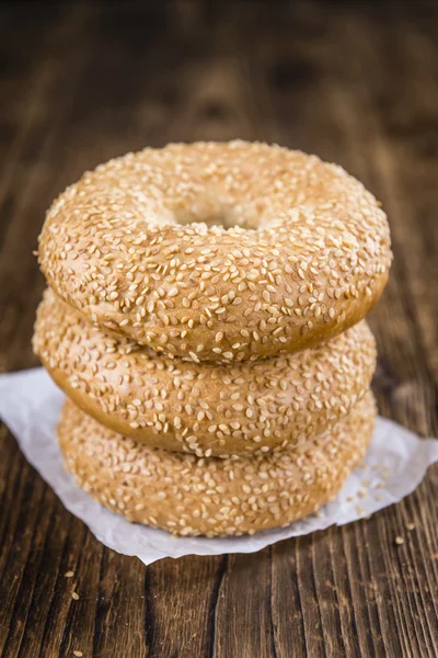 Some fresh baked Sesame Bagels — Stock Photo, Image