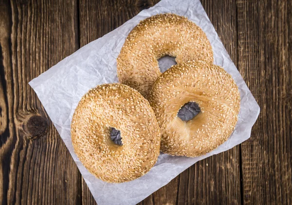 Fresh Bagels with Sesame — Stock Photo, Image