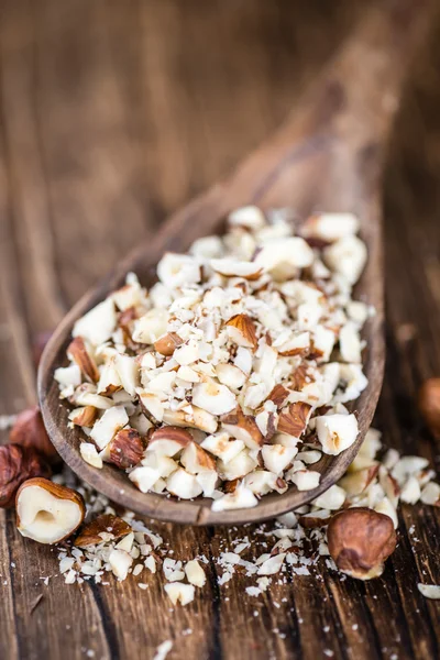 Portion of chopped Hazelnuts — Stock Photo, Image