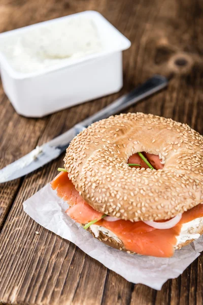 Fresh made Bagel with Salmon — Stock Photo, Image