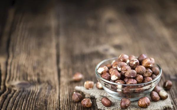 Heap of Hazelnuts on vintage background — Stock Photo, Image