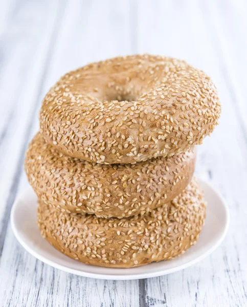 Fresh Bagels with Sesame — Stock Photo, Image