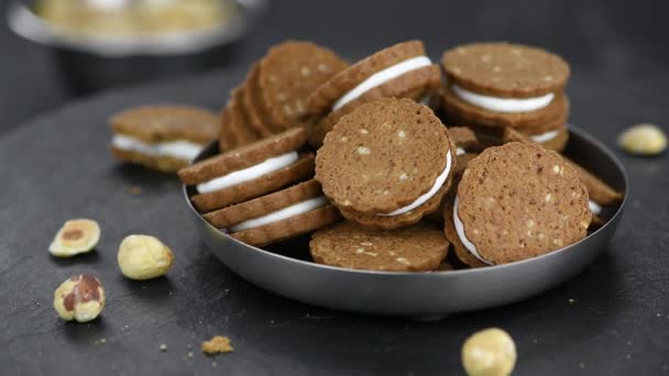 Creme Avelã Cookies Imagens — Vídeo de Stock