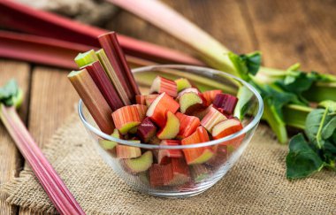 Freshly chopped Rhubarb as detailed close up shot (selective focus) clipart