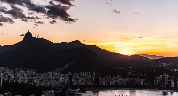 Рио Жанейро Время Впечатляющего Заката Вид Холма Sugarloaf — стоковое фото