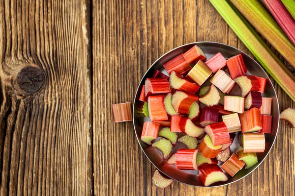 Freshly Chopped Rhubarb Detailed Close Shot Selective Focus — Stock Photo, Image