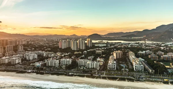 Rio Janeiro Vista Aérea Tiro Helicóptero Durante Pôr Sol Maravilhoso — Fotografia de Stock