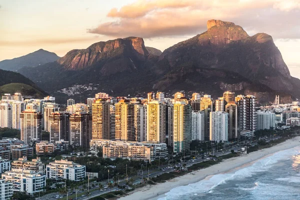 Вид Рио Жанейро Вертолета Время Чудесного Заката — стоковое фото