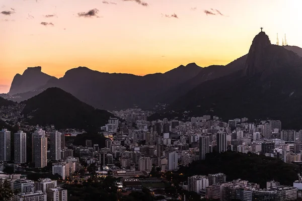 Rio Janeiro Během Nádherného Západu Slunce Výhled Kopce Sugarloaf — Stock fotografie