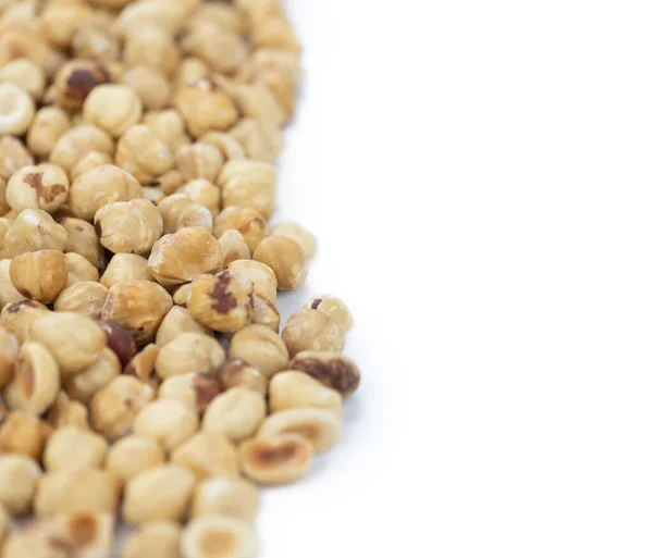 Peeled Hazelnuts Detailed Close Shot Isolated White Background Selective Focus — Stock Photo, Image