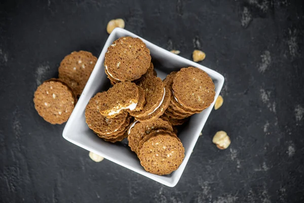 Portion Fresh Made Hazelnut Cream Cookies Detailed Close Shot Selective — Stock Photo, Image