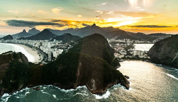 Copacabana Beach Rio Janeiro Letecké Záběry Během Západu Slunce — Stock fotografie