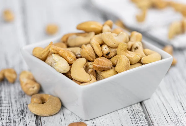 Portion Roasted Cashew Nuts Close Shot Selective Focus — Stock Photo, Image