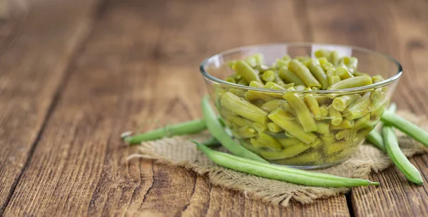 Portion Canned Green Beans Close Shot Selective Focus — Stock Photo, Image