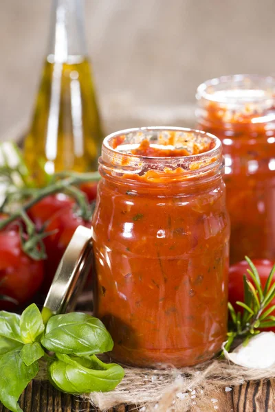 Świeży sos pomidorowy wykonane — Zdjęcie stockowe