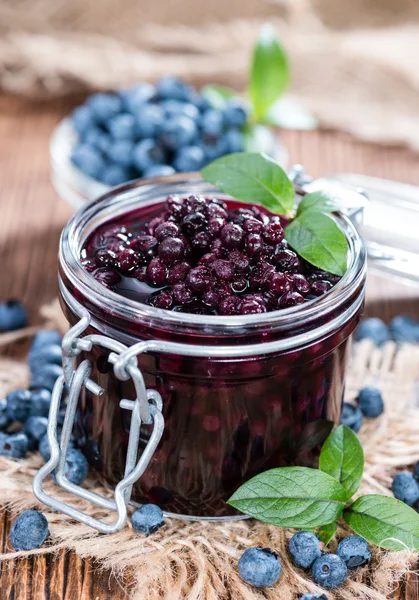 Canned Blueberries in jar — Stock Photo, Image