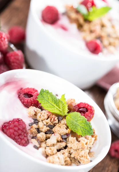 Homemade Raspberry Yogurt — Stock Photo, Image