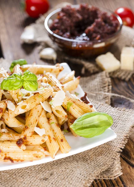 Portion of Penne with Tomato Pesto — Stock Photo, Image