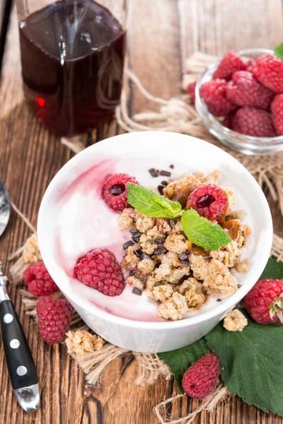 Homemade Raspberry Yogurt — Stock Photo, Image