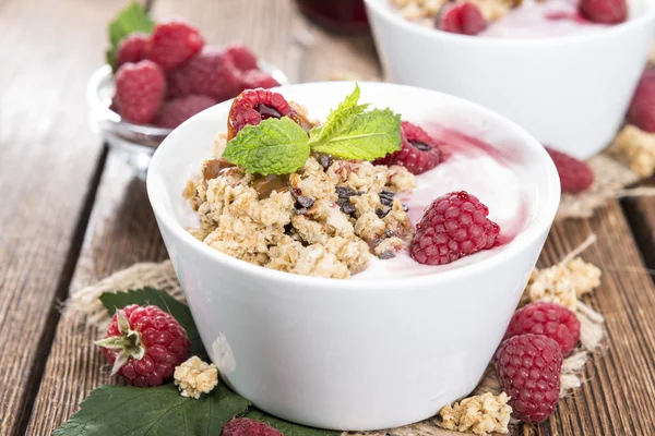 Portion of Raspberry Yogurt — Stock Photo, Image