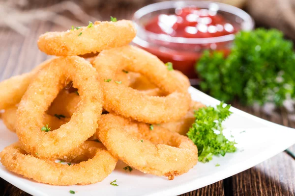 Fresh made Onion Rings with herb — Stock Photo, Image