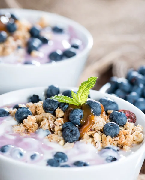 Frisch zubereiteter Blaubeerjoghurt — Stockfoto