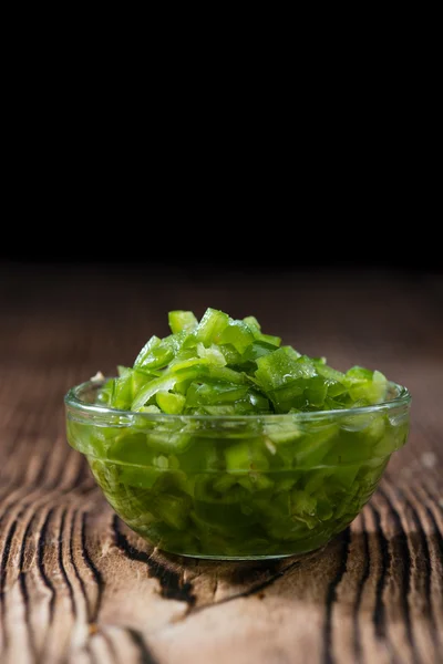 Chiles picantes cortados en tazón — Foto de Stock