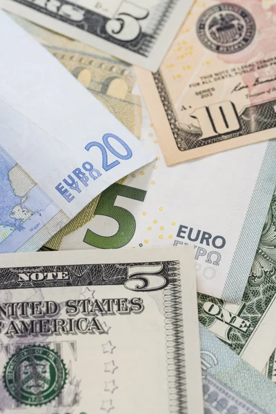 Europäisches und uns amerikanisches Geld — Stockfoto