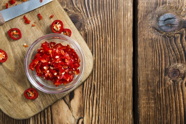 Mangkuk dengan Chilis merah diawetkan — Stok Foto