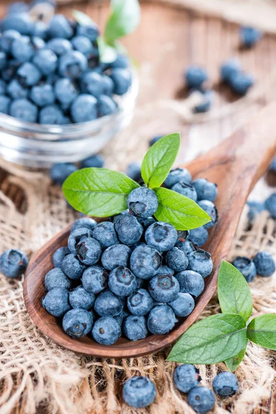 Blueberries on a Wooden Spoon — Stok fotoğraf