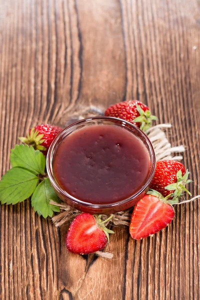 Portion of fresh made Strawberry Sauce — Stock Photo, Image