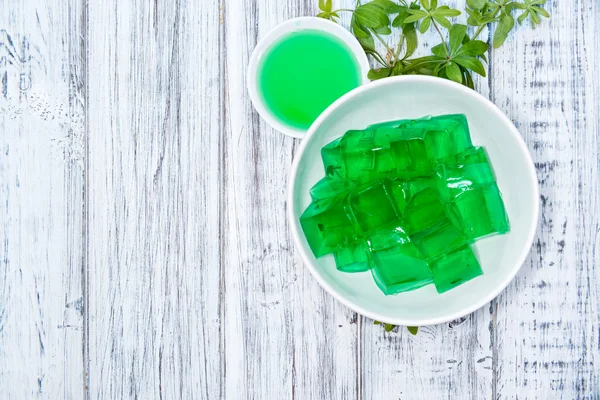 Portion of Woodruff Jelly in white bowl — Stock Photo, Image