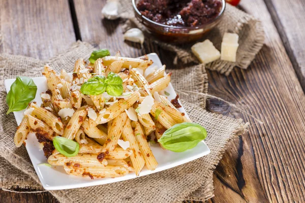 Del av Penne med tomat Pesto — Stockfoto