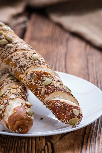 Pretzel Rolls with Seeds — Stock Photo, Image