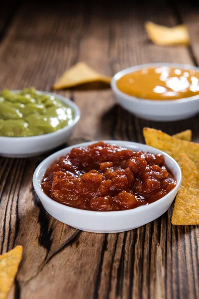 Salsa, Guacamole and Cheese — Stok fotoğraf