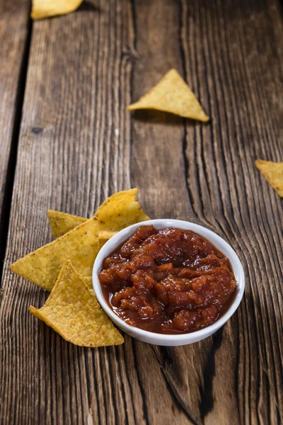 Nachos, salsa dip — Stock Fotó